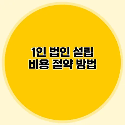 1인 법인 설립 비용 절약 방법