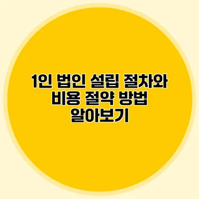 1인 법인 설립 절차와 비용 절약 방법 알아보기