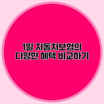 1일 자동차보험의 다양한 혜택 비교하기