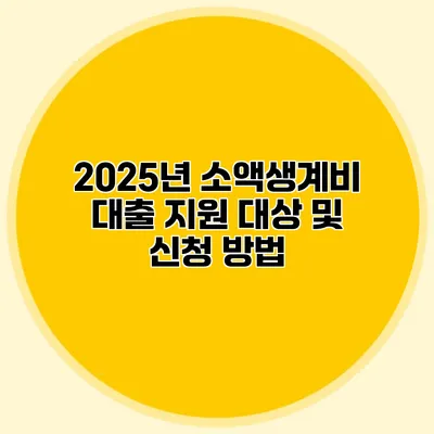 2025년 소액생계비 대출 지원 대상 및 신청 방법