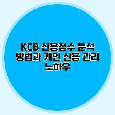 KCB 신용점수 분석 방법과 개인 신용 관리 노하우