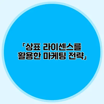 「상표 라이센스를 활용한 마케팅 전략」