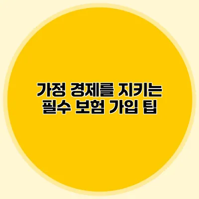 가정 경제를 지키는 필수 보험 가입 팁