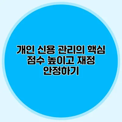 개인 신용 관리의 핵심 점수 높이고 재정 안정하기