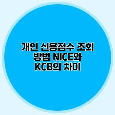 개인 신용점수 조회 방법 NICE와 KCB의 차이