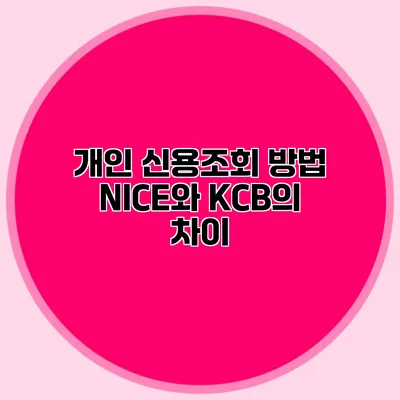 개인 신용조회 방법 NICE와 KCB의 차이