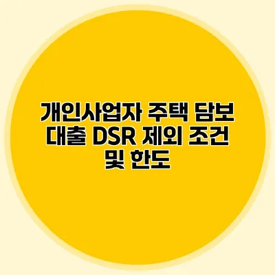 개인사업자 주택 담보 대출 DSR 제외 조건 및 한도