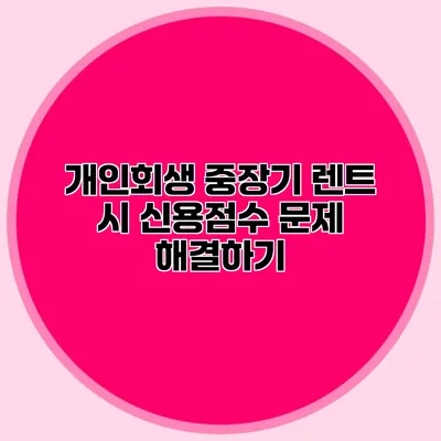 개인회생 중장기 렌트 시 신용점수 문제 해결하기