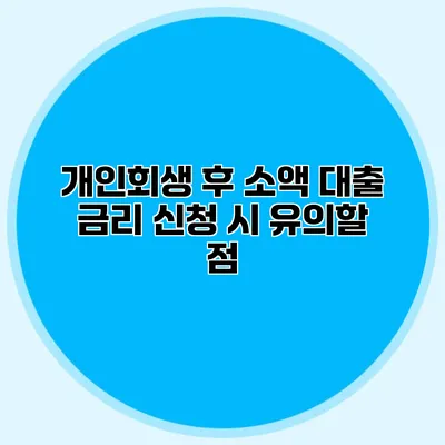 개인회생 후 소액 대출 금리 신청 시 유의할 점