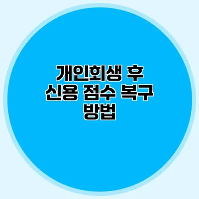 개인회생 후 신용 점수 복구 방법