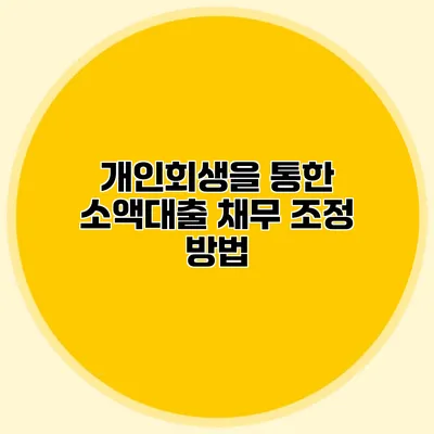 개인회생을 통한 소액대출 채무 조정 방법