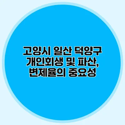 고양시 일산 덕양구 개인회생 및 파산, 변제율의 중요성