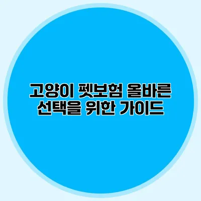 고양이 펫보험 올바른 선택을 위한 가이드