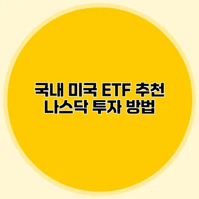 국내 미국 ETF 추천 나스닥 투자 방법