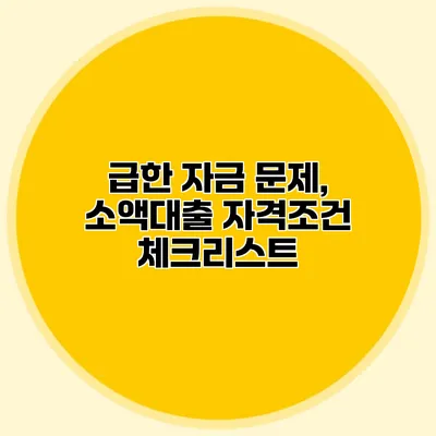 급한 자금 문제, 소액대출 자격조건 체크리스트