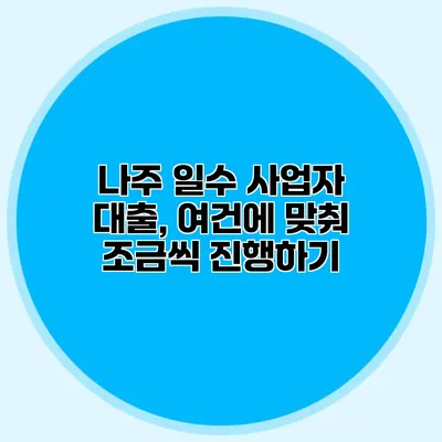 나주 일수 사업자 대출, 여건에 맞춰 조금씩 진행하기