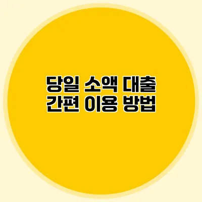 당일 소액 대출 간편 이용 방법