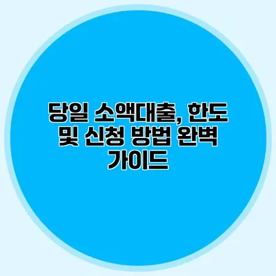 당일 소액대출, 한도 및 신청 방법 완벽 가이드