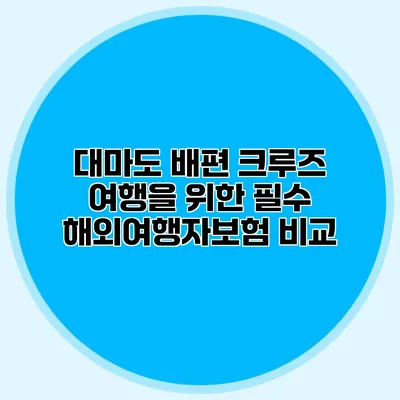 대마도 배편 크루즈 여행을 위한 필수 해외여행자보험 비교