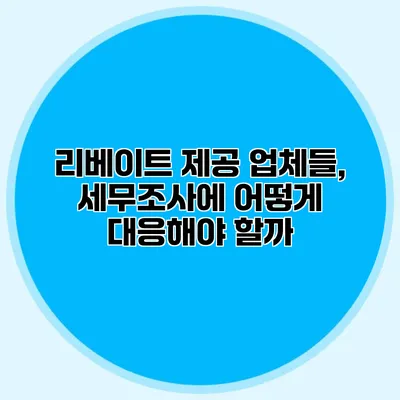 리베이트 제공 업체들, 세무조사에 어떻게 대응해야 할까?