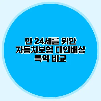 만 24세를 위한 자동차보험 대인배상 특약 비교