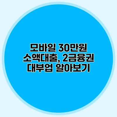 모바일 30만원 소액대출, 2금융권 대부업 알아보기