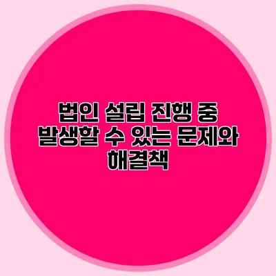 법인 설립 진행 중 발생할 수 있는 문제와 해결책