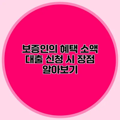 보증인의 혜택 소액 대출 신청 시 장점 알아보기