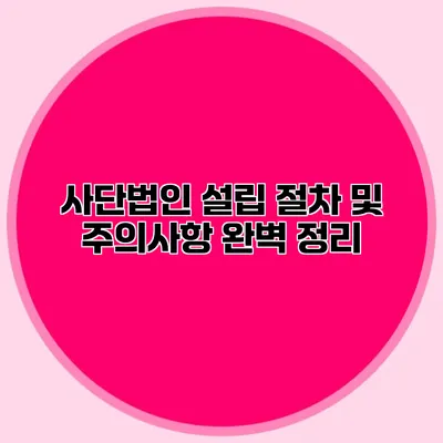 사단법인 설립 절차 및 주의사항 완벽 정리