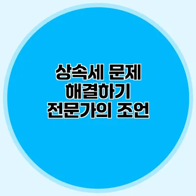 상속세 문제 해결하기 전문가의 조언