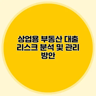 상업용 부동산 대출 리스크 분석 및 관리 방안