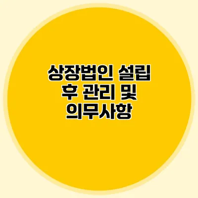 상장법인 설립 후 관리 및 의무사항