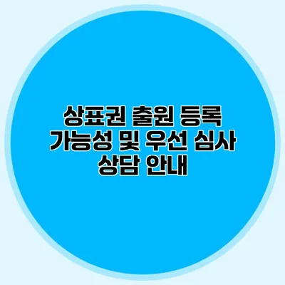 상표권 출원 등록 가능성 및 우선 심사 상담 안내