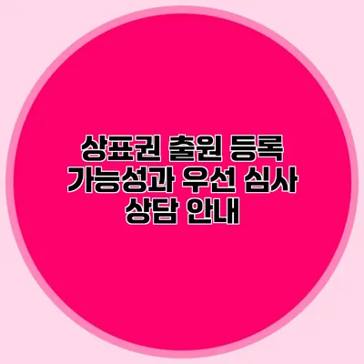 상표권 출원 등록 가능성과 우선 심사 상담 안내