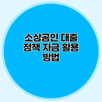 소상공인 대출 정책 자금 활용 방법