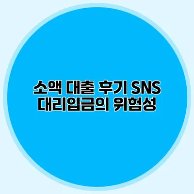 소액 대출 후기 SNS 대리입금의 위험성