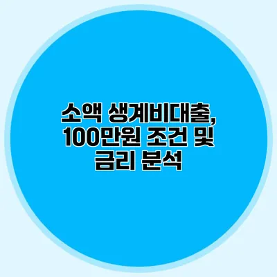 소액 생계비대출, 100만원 조건 및 금리 분석