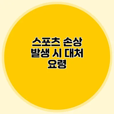 스포츠 손상 발생 시 대처 요령