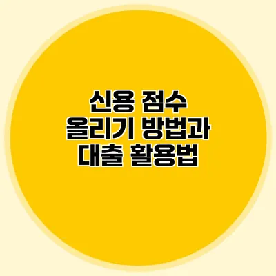 신용 점수 올리기 방법과 대출 활용법