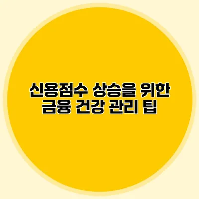 신용점수 상승을 위한 금융 건강 관리 팁