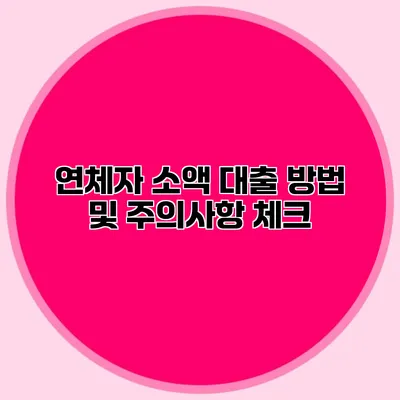 연체자 소액 대출 방법 및 주의사항 체크