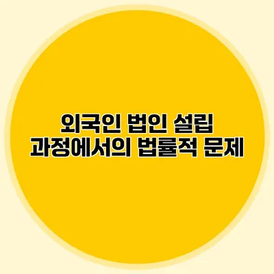 외국인 법인 설립 과정에서의 법률적 문제