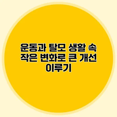 운동과 탈모 생활 속 작은 변화로 큰 개선 이루기