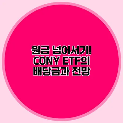 원금 넘어서기! CONY ETF의 배당금과 전망