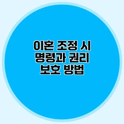 이혼 조정 시 명령과 권리 보호 방법