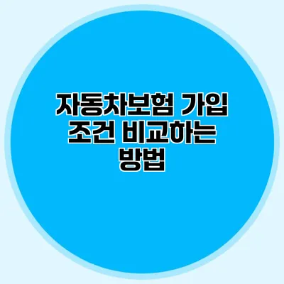 자동차보험 가입 조건 비교하는 방법