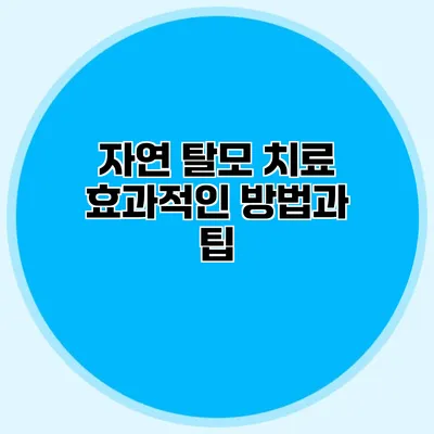 자연 탈모 치료 효과적인 방법과 팁