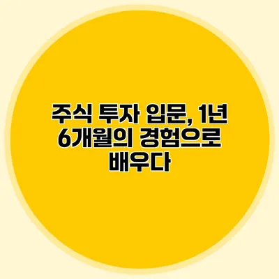 주식 투자 입문, 1년 6개월의 경험으로 배우다