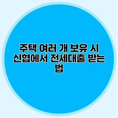 주택 여러 개 보유 시 신협에서 전세대출 받는 법