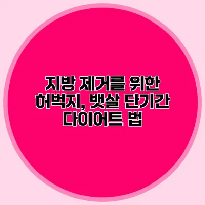 지방 제거를 위한 허벅지, 뱃살 단기간 다이어트 법